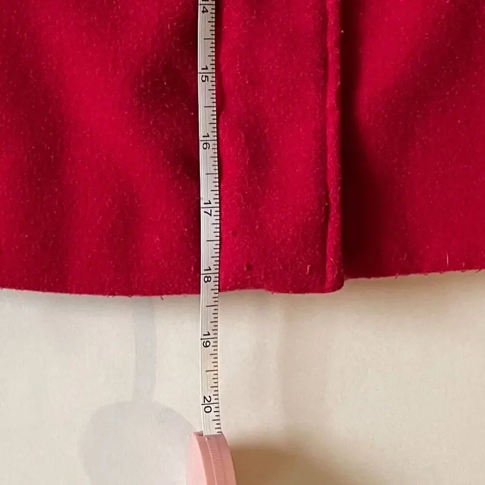 Girl's London Fog Red Coat, Bow, Shawl Collar, Pockets, 24M